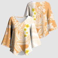 Orange Hawaii Shark Tattoo Kimono Sleeve Blouse Puakenikeni Lei Plumeria Polynesian Pattern LT14 - Polynesian Pride
