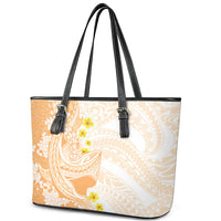 Orange Hawaii Shark Tattoo Leather Tote Bag Puakenikeni Lei Plumeria Polynesian Pattern LT14 - Polynesian Pride