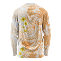 Orange Hawaii Shark Tattoo Long Sleeve Shirt Puakenikeni Lei Plumeria Polynesian Pattern LT14 - Polynesian Pride