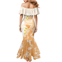 Orange Hawaii Shark Tattoo Mermaid Dress Puakenikeni Lei Plumeria Polynesian Pattern LT14 - Polynesian Pride
