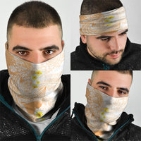 Orange Hawaii Shark Tattoo Neck Gaiter Puakenikeni Lei Plumeria Polynesian Pattern