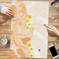 Orange Hawaii Shark Tattoo Puzzle Puakenikeni Lei Plumeria Polynesian Pattern LT14 Orange - Polynesian Pride