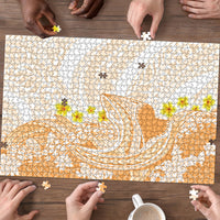 Orange Hawaii Shark Tattoo Puzzle Puakenikeni Lei Plumeria Polynesian Pattern LT14 - Polynesian Pride