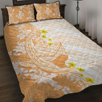 Orange Hawaii Shark Tattoo Quilt Bed Set Puakenikeni Lei Plumeria Polynesian Pattern LT14 Orange - Polynesian Pride