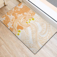 Orange Hawaii Shark Tattoo Rubber Doormat Puakenikeni Lei Plumeria Polynesian Pattern LT14 - Polynesian Pride