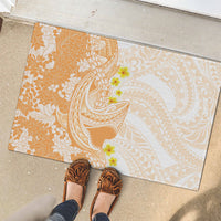 Orange Hawaii Shark Tattoo Rubber Doormat Puakenikeni Lei Plumeria Polynesian Pattern LT14 - Polynesian Pride