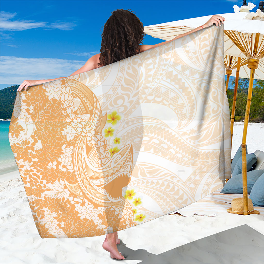 Orange Hawaii Shark Tattoo Sarong Puakenikeni Lei Plumeria Polynesian Pattern LT14 One Size 44 x 66 inches Orange - Polynesian Pride