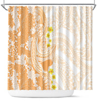 Orange Hawaii Shark Tattoo Shower Curtain Puakenikeni Lei Plumeria Polynesian Pattern LT14 Orange - Polynesian Pride