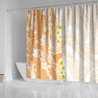 Orange Hawaii Shark Tattoo Shower Curtain Puakenikeni Lei Plumeria Polynesian Pattern LT14 - Polynesian Pride