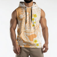 Orange Hawaii Shark Tattoo Sleeveless Hoodie Puakenikeni Lei Plumeria Polynesian Pattern LT14 - Polynesian Pride