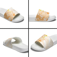 Orange Hawaii Shark Tattoo Slide Sandals Puakenikeni Lei Plumeria Polynesian Pattern LT14 - Polynesian Pride