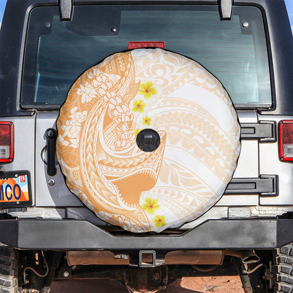Orange Hawaii Shark Tattoo Spare Tire Cover Puakenikeni Lei Plumeria Polynesian Pattern LT14 Orange - Polynesian Pride