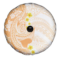 Orange Hawaii Shark Tattoo Spare Tire Cover Puakenikeni Lei Plumeria Polynesian Pattern LT14 - Polynesian Pride