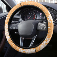 Orange Hawaii Shark Tattoo Steering Wheel Cover Puakenikeni Lei Plumeria Polynesian Pattern LT14 - Polynesian Pride