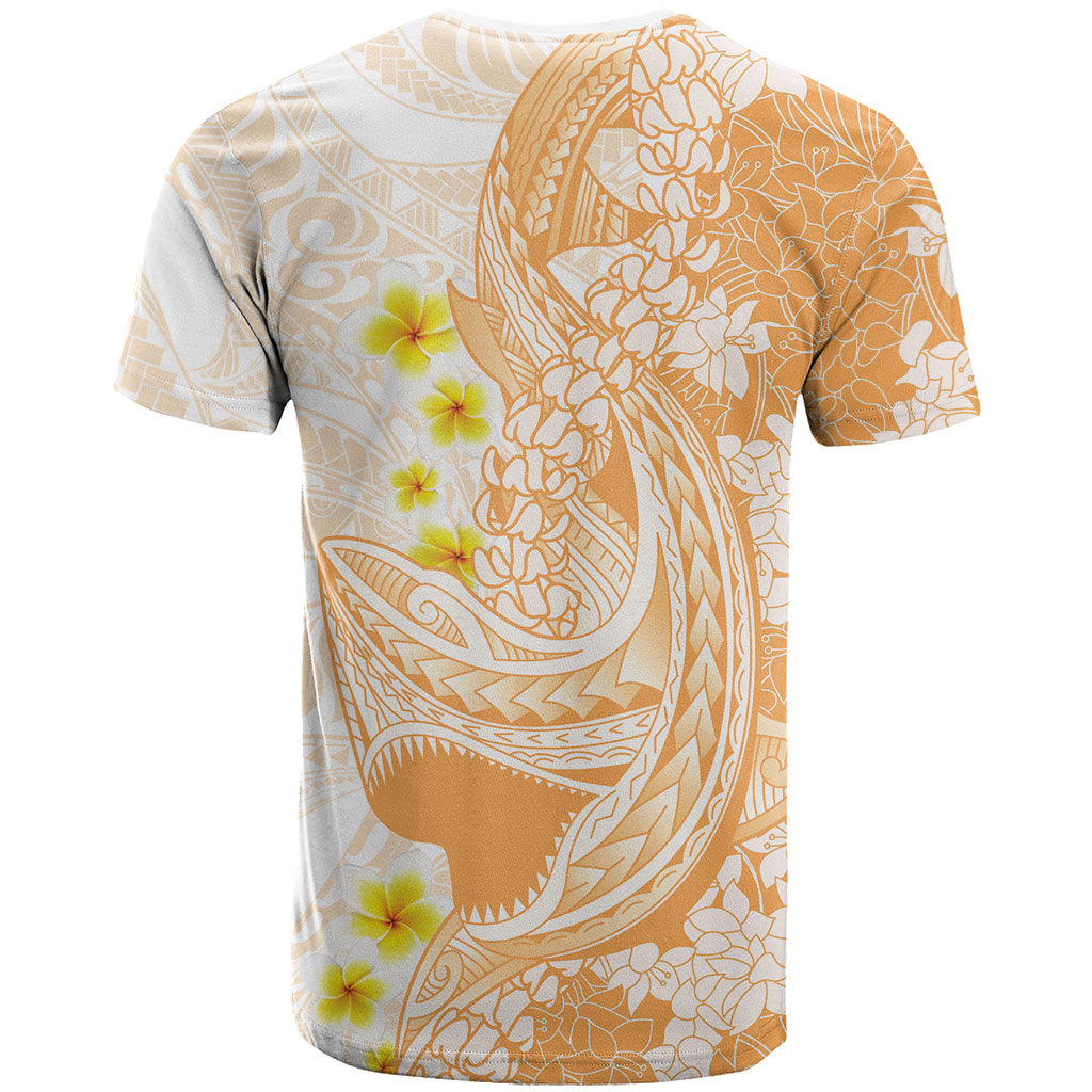 Orange Hawaii Shark Tattoo T Shirt Puakenikeni Lei Plumeria Polynesian Pattern LT14 - Polynesian Pride