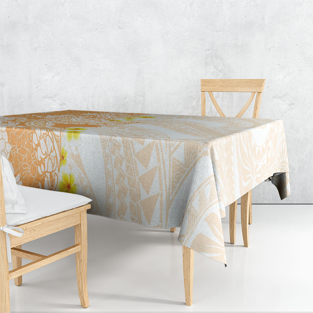 Orange Hawaii Shark Tattoo Tablecloth Puakenikeni Lei Plumeria Polynesian Pattern LT14 - Polynesian Pride