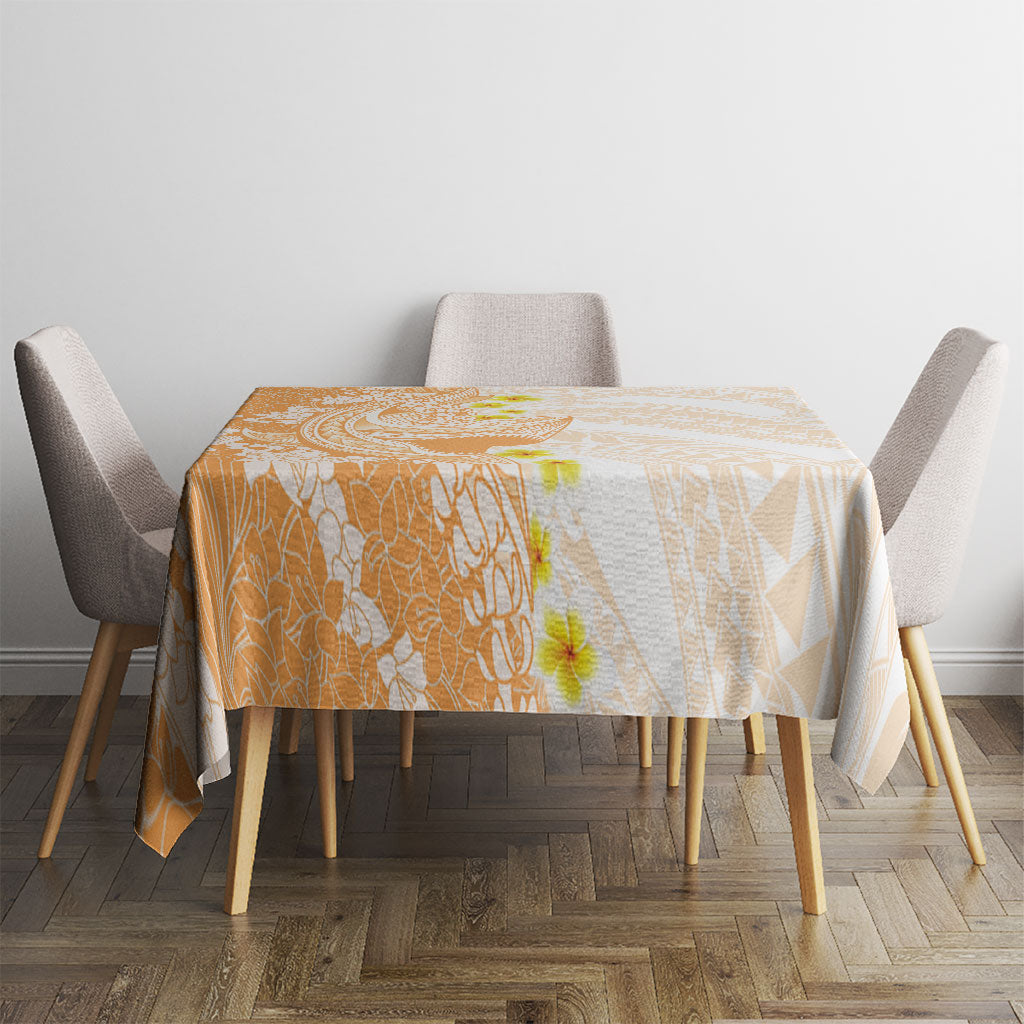 Orange Hawaii Shark Tattoo Tablecloth Puakenikeni Lei Plumeria Polynesian Pattern LT14 - Polynesian Pride