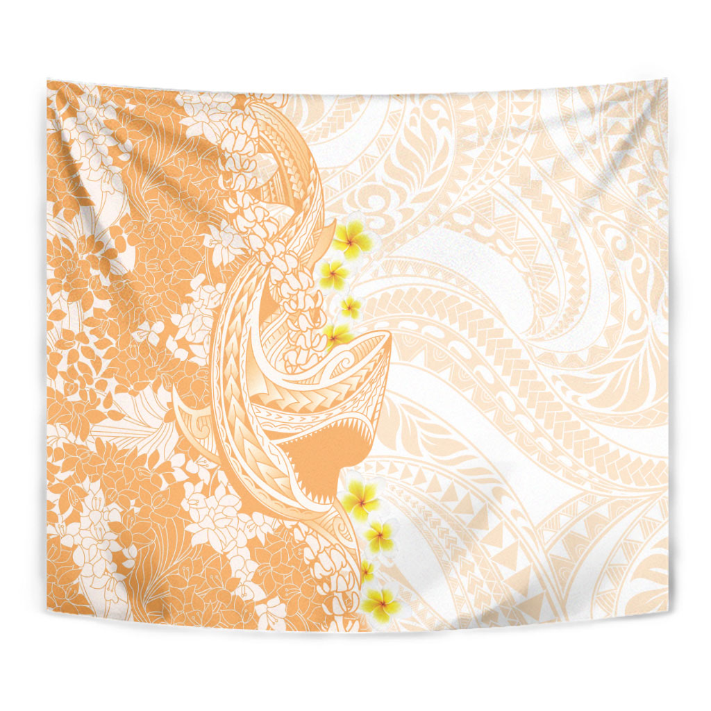 Orange Hawaii Shark Tattoo Tapestry Puakenikeni Lei Plumeria Polynesian Pattern LT14 - Polynesian Pride