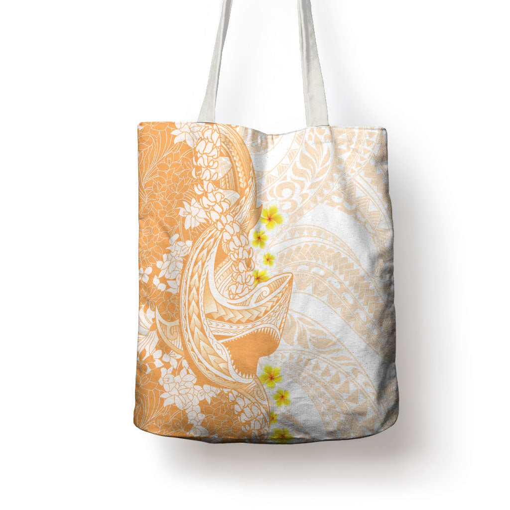 Orange Hawaii Shark Tattoo Tote Bag Puakenikeni Lei Plumeria Polynesian Pattern LT14 - Polynesian Pride