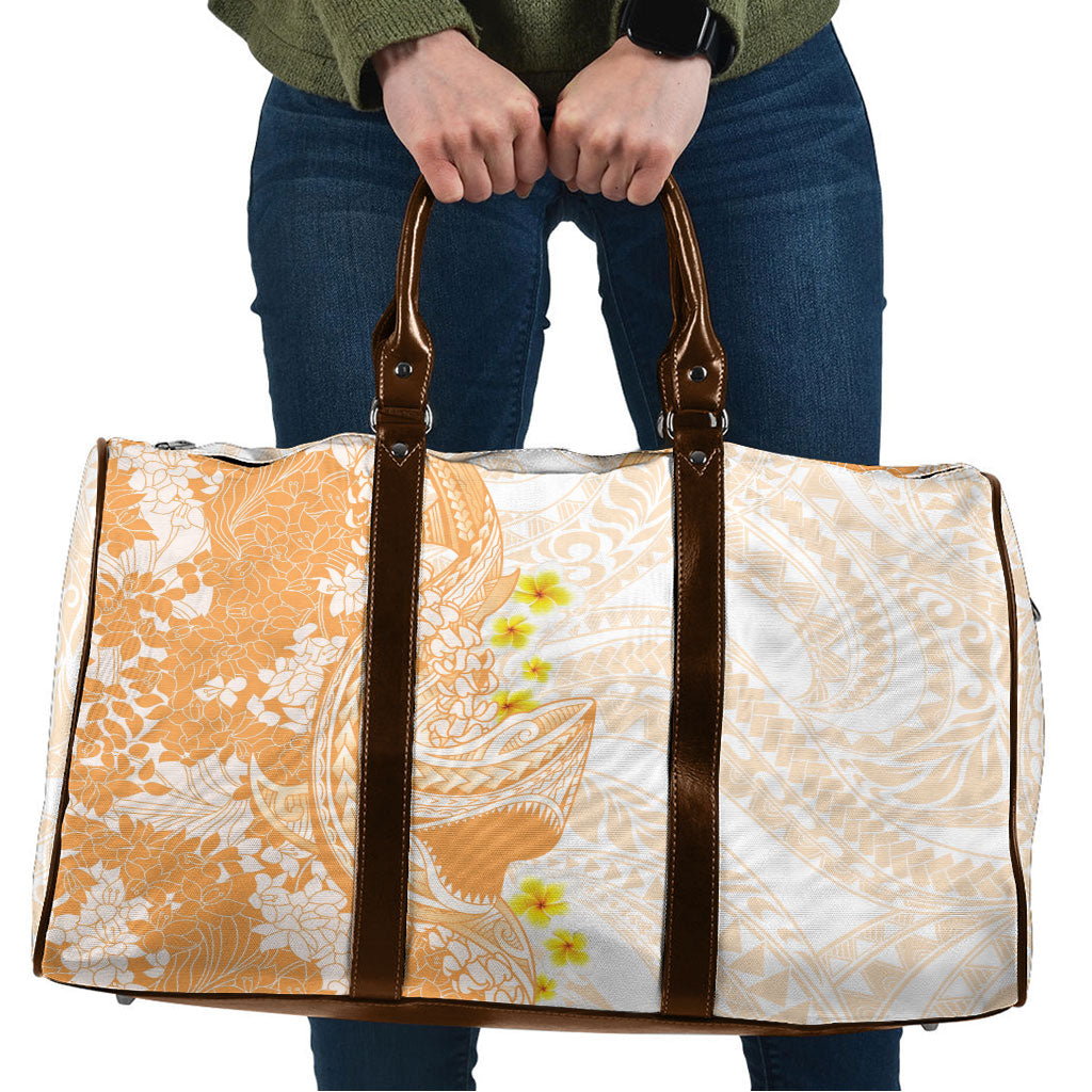 Orange Hawaii Shark Tattoo Travel Bag Puakenikeni Lei Plumeria Polynesian Pattern LT14 Orange - Polynesian Pride