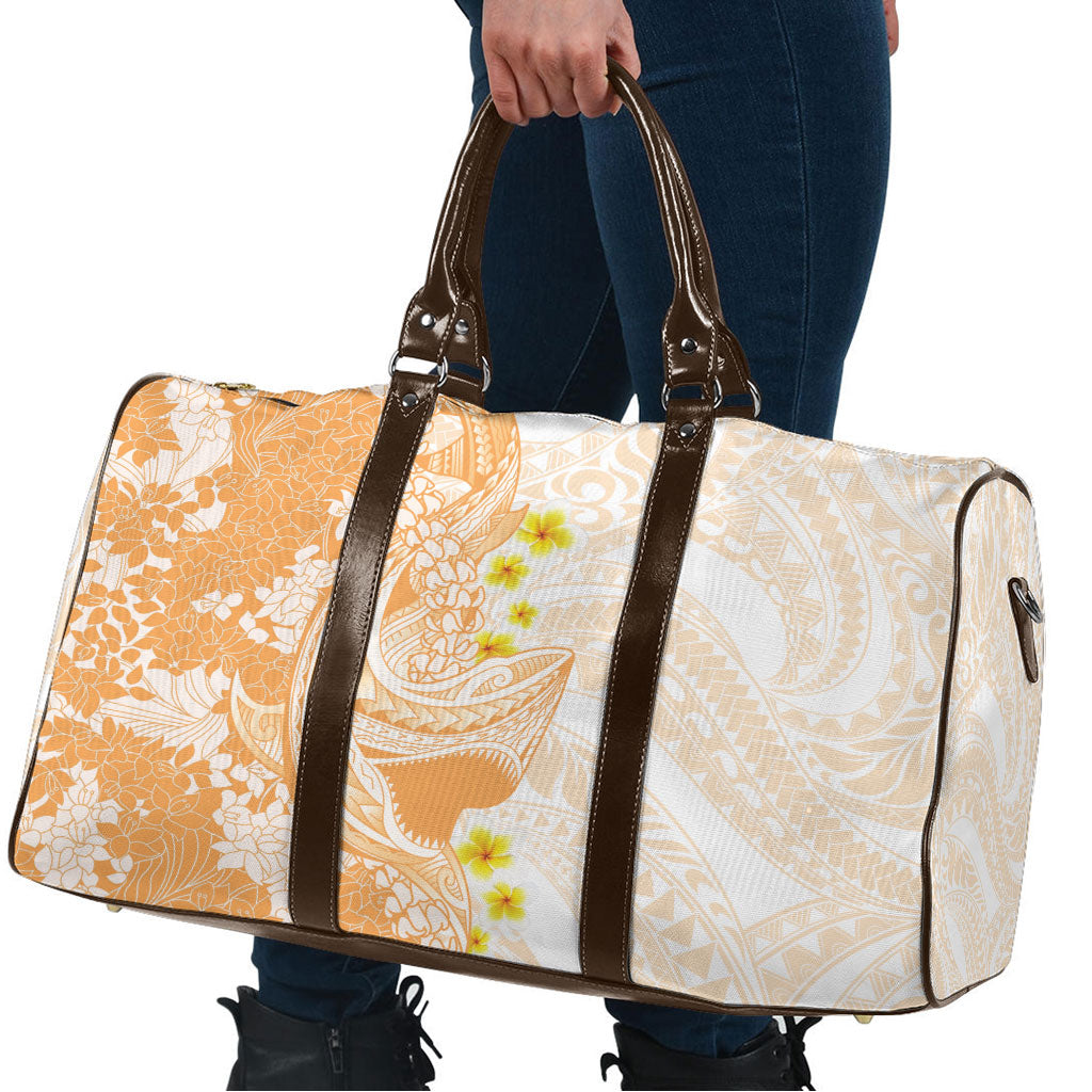 Orange Hawaii Shark Tattoo Travel Bag Puakenikeni Lei Plumeria Polynesian Pattern LT14 - Polynesian Pride