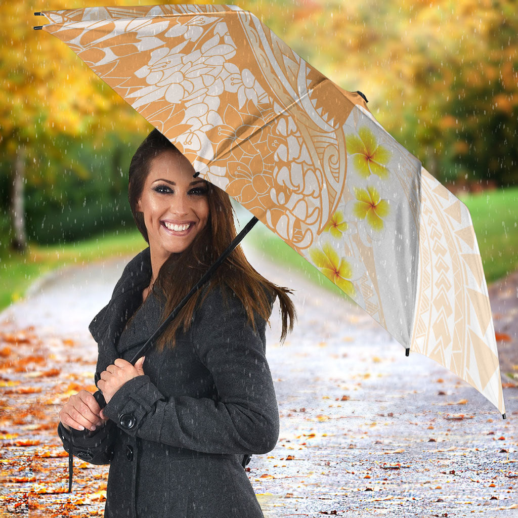 Orange Hawaii Shark Tattoo Umbrella Puakenikeni Lei Plumeria Polynesian Pattern LT14 - Polynesian Pride