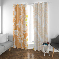 Orange Hawaii Shark Tattoo Window Curtain Puakenikeni Lei Plumeria Polynesian Pattern LT14 With Grommets Orange - Polynesian Pride