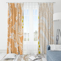 Orange Hawaii Shark Tattoo Window Curtain Puakenikeni Lei Plumeria Polynesian Pattern LT14 - Polynesian Pride