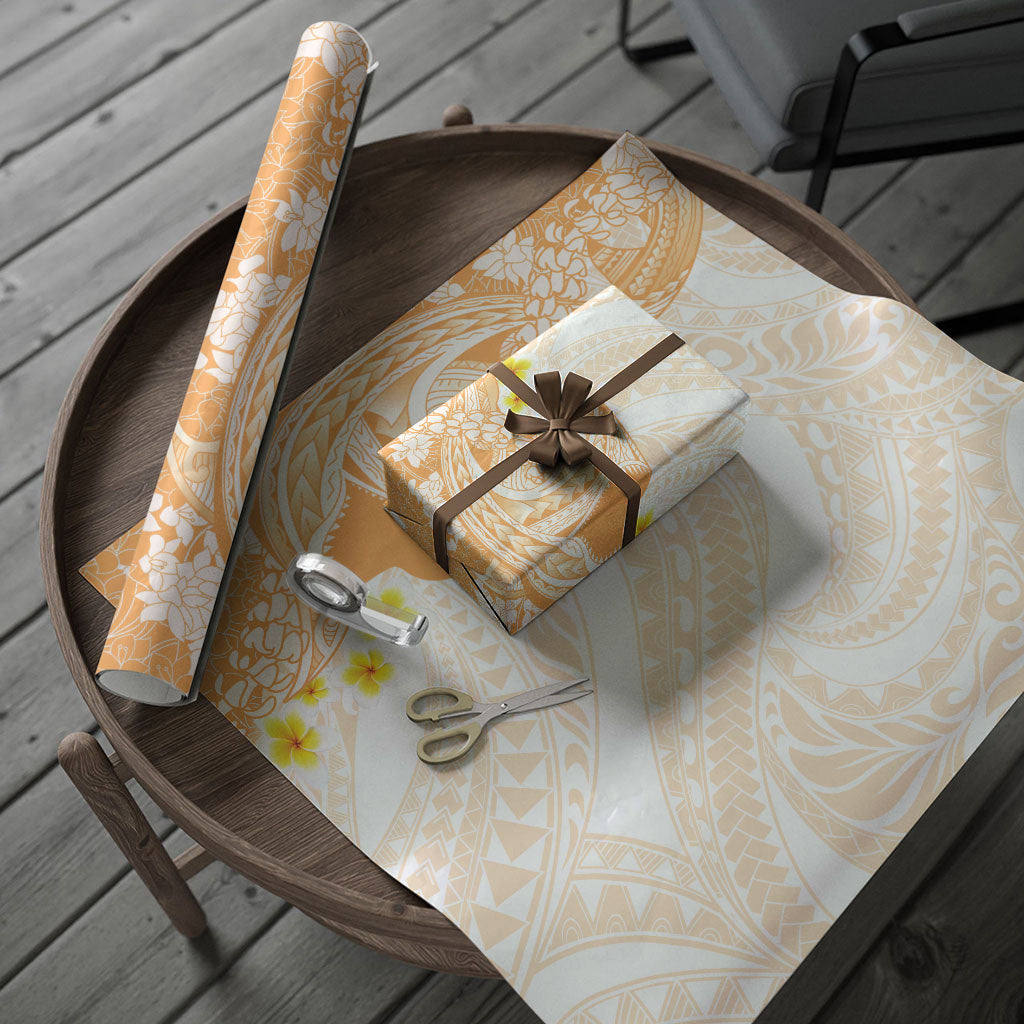 Orange Hawaii Shark Tattoo Wrapping Paper Puakenikeni Lei Plumeria Polynesian Pattern LT14 - Polynesian Pride