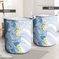 Blue Hawaii Shark Tattoo Laundry Basket Puakenikeni Lei Plumeria Polynesian Pattern LT14 - Polynesian Pride