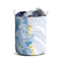 Blue Hawaii Shark Tattoo Laundry Basket Puakenikeni Lei Plumeria Polynesian Pattern LT14 - Polynesian Pride