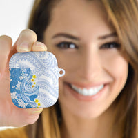 Blue Hawaii Shark Tattoo AirPods Case Puakenikeni Lei Plumeria Polynesian Pattern LT14 - Polynesian Pride