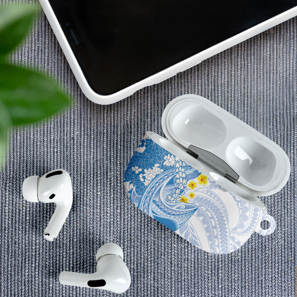 Blue Hawaii Shark Tattoo AirPods Case Puakenikeni Lei Plumeria Polynesian Pattern LT14 - Polynesian Pride
