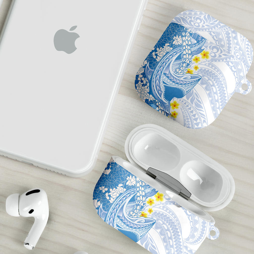 Blue Hawaii Shark Tattoo AirPods Case Puakenikeni Lei Plumeria Polynesian Pattern LT14 - Polynesian Pride