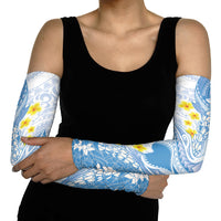 Blue Hawaii Shark Tattoo Arm Sleeves Puakenikeni Lei Plumeria Polynesian Pattern LT14 - Polynesian Pride