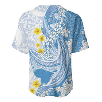 Blue Hawaii Shark Tattoo Baseball Jersey Puakenikeni Lei Plumeria Polynesian Pattern LT14 - Polynesian Pride