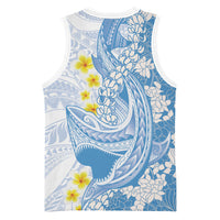 Blue Hawaii Shark Tattoo Basketball Jersey Puakenikeni Lei Plumeria Polynesian Pattern LT14 - Polynesian Pride