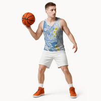 Blue Hawaii Shark Tattoo Basketball Jersey Puakenikeni Lei Plumeria Polynesian Pattern LT14 - Polynesian Pride