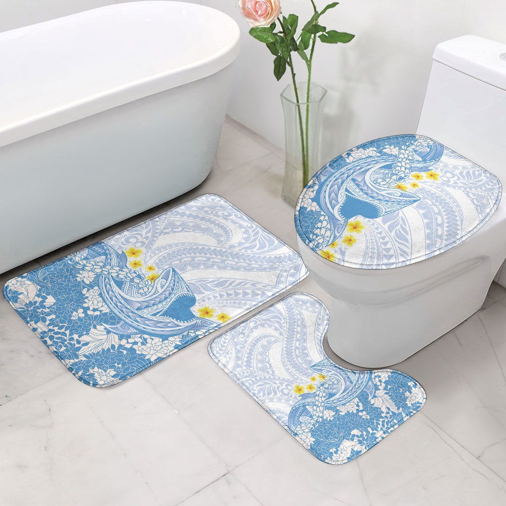 Blue Hawaii Shark Tattoo Bathroom Set Puakenikeni Lei Plumeria Polynesian Pattern LT14 - Polynesian Pride
