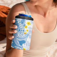 Blue Hawaii Shark Tattoo 4 in 1 Can Cooler Tumbler Puakenikeni Lei Plumeria Polynesian Pattern LT14 - Polynesian Pride