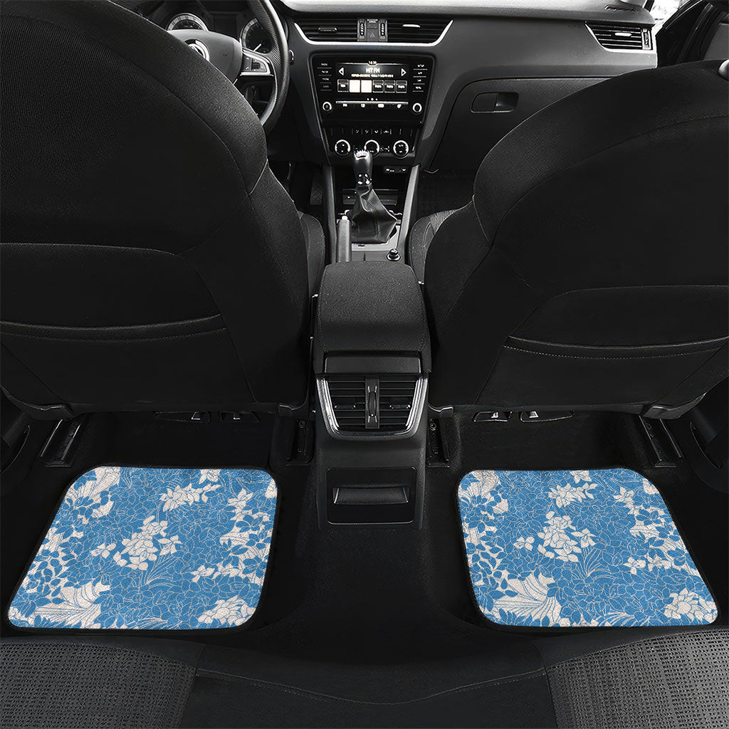 Blue Hawaii Shark Tattoo Car Mats Puakenikeni Lei Plumeria Polynesian Pattern LT14 Set 2pcs - Back Blue - Polynesian Pride