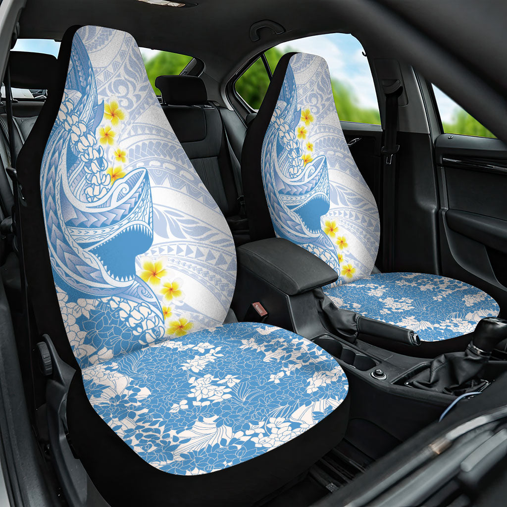 Blue Hawaii Shark Tattoo Car Seat Cover Puakenikeni Lei Plumeria Polynesian Pattern LT14 One Size Blue - Polynesian Pride