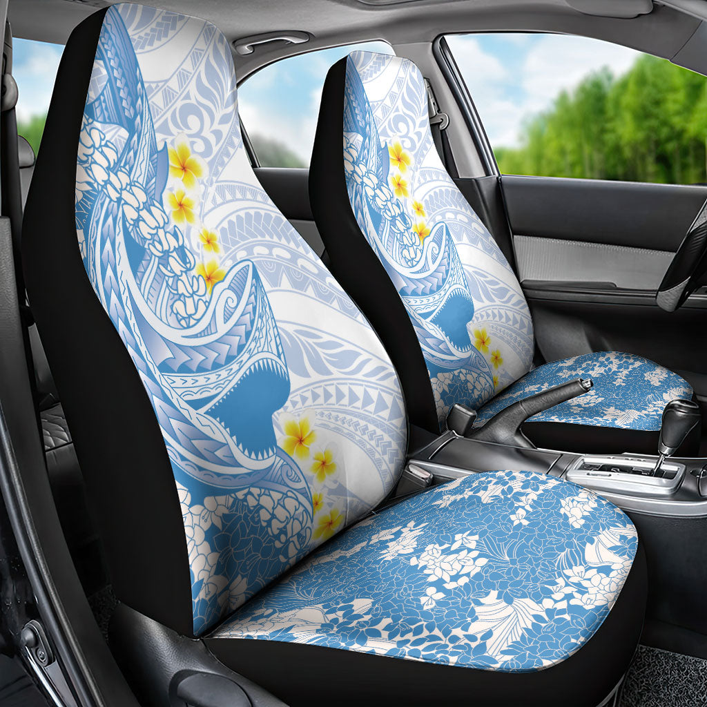 Blue Hawaii Shark Tattoo Car Seat Cover Puakenikeni Lei Plumeria Polynesian Pattern LT14 - Polynesian Pride