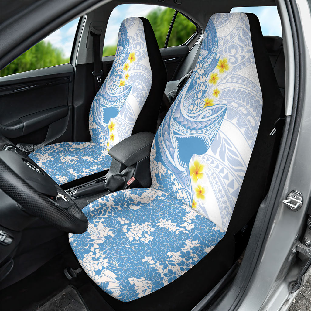 Blue Hawaii Shark Tattoo Car Seat Cover Puakenikeni Lei Plumeria Polynesian Pattern LT14 - Polynesian Pride