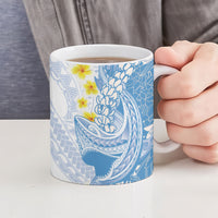 Blue Hawaii Shark Tattoo Ceramic Mug Puakenikeni Lei Plumeria Polynesian Pattern LT14 - Polynesian Pride