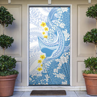 Blue Hawaii Shark Tattoo Door Cover Puakenikeni Lei Plumeria Polynesian Pattern LT14 Blue - Polynesian Pride