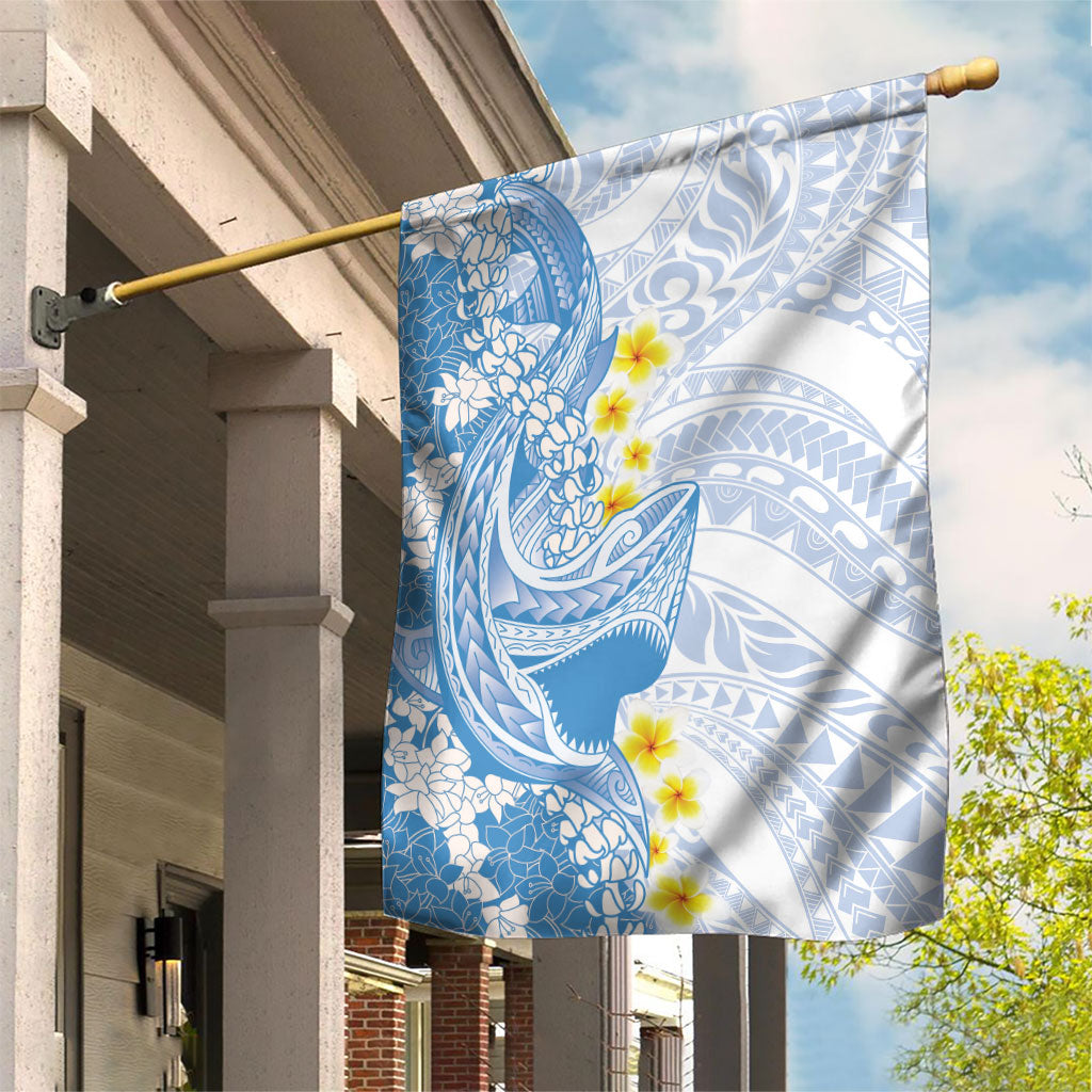 Blue Hawaii Shark Tattoo Garden Flag Puakenikeni Lei Plumeria Polynesian Pattern