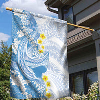 Blue Hawaii Shark Tattoo Garden Flag Puakenikeni Lei Plumeria Polynesian Pattern LT14 - Polynesian Pride