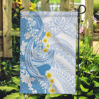 Blue Hawaii Shark Tattoo Garden Flag Puakenikeni Lei Plumeria Polynesian Pattern LT14 Garden Flag Blue - Polynesian Pride