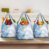 Blue Hawaii Shark Tattoo Grocery Bag Puakenikeni Lei Plumeria Polynesian Pattern LT14 3-pack One Size Blue - Polynesian Pride